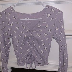 purple floral tie shirt